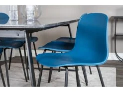 EstelleBLBL Ensemble Table, Table Noir, Marbre Et 6 Arctic Chaises Bleu, Noir. -Mobilia Boutique ensemble table et chaise 22194425