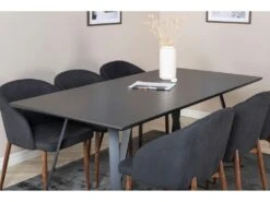 MarinaBLBL Ensemble Table, Table Noir Et 6 Arch Chaises Noir. -Mobilia Boutique ensemble table et chaise 22195527