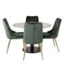 RazziaGR Ensemble Table, Table Terrazzo Gris Et 4 Velvet Deluxe Chaises Velours Vert, Laiton Décor. -Mobilia Boutique ensemble table et chaise 22195621