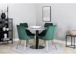 RazziaGR Ensemble Table, Table Terrazzo Gris Et 4 Velvet Deluxe Chaises Velours Vert, Laiton Décor. -Mobilia Boutique ensemble table et chaise 22195627
