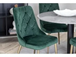 RazziaGR Ensemble Table, Table Terrazzo Gris Et 4 Velvet Deluxe Chaises Velours Vert, Laiton Décor. -Mobilia Boutique ensemble table et chaise 22195631