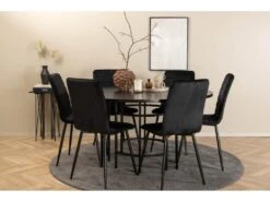 Copenhagen Ensemble Table, Table Marron Et 6 Windu Lyx Chaises Velours Noir. -Mobilia Boutique ensemble table et chaise 22195911