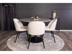 RazziaGR Ensemble Table, Table Terrazzo Gris Et 4 Velvet Chaises Velours Côtelé Beige, Noir. -Mobilia Boutique ensemble table et chaise 22195937