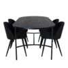 Skate Ensemble Table, Table Noir Et 4 Velvet Chaises Noir.