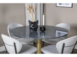 EstelleØ106BLBR Ensemble Table, Table Noir, Marbre Et 4 Vault Chaises Gris. -Mobilia Boutique ensemble table et chaise 22196947