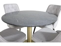 EstelleØ106BLBR Ensemble Table, Table Noir, Marbre Et 4 Velvet Deluxe Chaises Grisclair, Noir. -Mobilia Boutique ensemble table et chaise 22197199