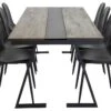 Jakarta Ensemble Table, Table Teck Et 8 Polar Chaises Similicuir PU Noir. -Mobilia Boutique ensemble table et chaise 22197207