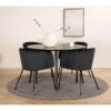 DippØ115BLBL Ensemble Table, Table Noir Et 4 Berit Chaises Velours Noir. -Mobilia Boutique ensemble table et chaise 22198195