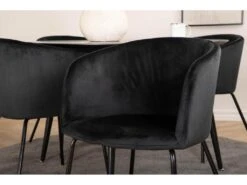 DippØ115BLBL Ensemble Table, Table Noir Et 4 Berit Chaises Velours Noir. -Mobilia Boutique ensemble table et chaise 22198199