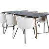 PippiCO Ensemble Table, Table Noir Et 6 Berit Chaises Velours Beige. -Mobilia Boutique ensemble table et chaise 22198241