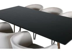PippiCO Ensemble Table, Table Noir Et 6 Berit Chaises Velours Beige. -Mobilia Boutique ensemble table et chaise 22198245