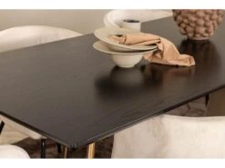 PippiCO Ensemble Table, Table Noir Et 6 Berit Chaises Velours Beige. -Mobilia Boutique ensemble table et chaise 22198249