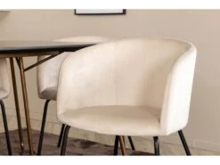 PippiCO Ensemble Table, Table Noir Et 6 Berit Chaises Velours Beige. -Mobilia Boutique ensemble table et chaise 22198251