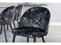 Polar180X90WHWH Ensemble Table, Table Blanc Et 6 Velvet Chaises Velours Fleuri. -Mobilia Boutique ensemble table et chaise 22199117