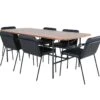 UnoWA Ensemble Table, Table Noyer Décor Et 6 Tvist Chaises Similicuir PU Noir. -Mobilia Boutique ensemble table et chaise 22199403