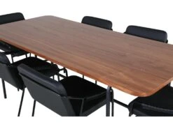 UnoWA Ensemble Table, Table Noyer Décor Et 6 Tvist Chaises Similicuir PU Noir. -Mobilia Boutique ensemble table et chaise 22199407