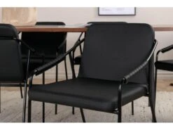 UnoWA Ensemble Table, Table Noyer Décor Et 6 Tvist Chaises Similicuir PU Noir. -Mobilia Boutique ensemble table et chaise 22199415