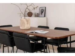 UnoWA Ensemble Table, Table Noyer Décor Et 6 Tvist Chaises Similicuir PU Noir. -Mobilia Boutique ensemble table et chaise 22199417