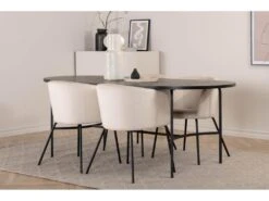 Skate Ensemble Table, Table Noir Et 4 Berit Chaises Velours Beige. -Mobilia Boutique ensemble table et chaise 22200527