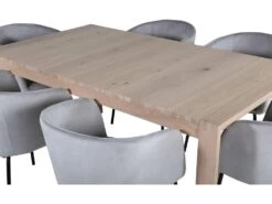 SliderWW Ensemble Table, Table Extensible Longueur Cm170 / 250 Chêne Blanc Washeded Et 6 Berit Chaises Velours Gris. -Mobilia Boutique ensemble table et chaise 22200561