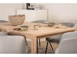 SliderWW Ensemble Table, Table Extensible Longueur Cm170 / 250 Chêne Blanc Washeded Et 6 Berit Chaises Velours Gris. -Mobilia Boutique ensemble table et chaise 22200567
