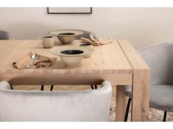 SliderWW Ensemble Table, Table Extensible Longueur Cm170 / 250 Chêne Blanc Washeded Et 6 Berit Chaises Velours Gris. -Mobilia Boutique ensemble table et chaise 22200569