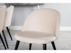 Polar180X90WHWH Ensemble Table, Table Blanc Et 6 Velvet Chaises Velours Beige, Noir. -Mobilia Boutique ensemble table et chaise 22200859