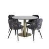 EstelleØ106BLBR Ensemble Table, Table Noir, Marbre Et 4 Velvet Chaises Velours Fleuri. -Mobilia Boutique ensemble table et chaise 22201449