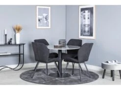 RazziaGR Ensemble Table, Table Terrazzo Gris Et 4 Gemma Chaises Noir. -Mobilia Boutique ensemble table et chaise 22201639