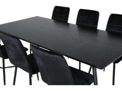 PippiBL Ensemble Table, Table Noir Et 6 Windu Lyx Chaises Velours Noir. -Mobilia Boutique ensemble table et chaise 22201897
