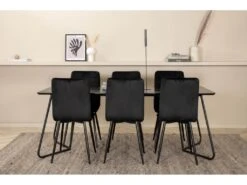 PippiBL Ensemble Table, Table Noir Et 6 Windu Lyx Chaises Velours Noir. -Mobilia Boutique ensemble table et chaise 22201899