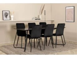 PippiBL Ensemble Table, Table Noir Et 6 Windu Lyx Chaises Velours Noir. -Mobilia Boutique ensemble table et chaise 22201901