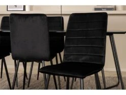 PippiBL Ensemble Table, Table Noir Et 6 Windu Lyx Chaises Velours Noir. -Mobilia Boutique ensemble table et chaise 22201905