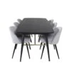 Gold Ensemble Table, Table Extensible Longueur Cm180 / 220 Noir Et 6 Velvet Chaises Velours Côtelé Grisclair, Noir. -Mobilia Boutique ensemble table et chaise 22202085