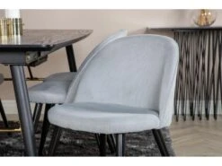 Gold Ensemble Table, Table Extensible Longueur Cm180 / 220 Noir Et 6 Velvet Chaises Velours Côtelé Grisclair, Noir. -Mobilia Boutique ensemble table et chaise 22202093