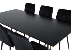 PippiCO Ensemble Table, Table Noir Et 6 Windu Lyx Chaises Velours Noir. -Mobilia Boutique ensemble table et chaise 22202167