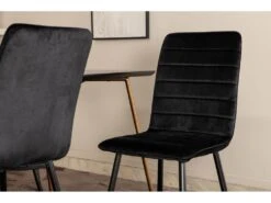 PippiCO Ensemble Table, Table Noir Et 6 Windu Lyx Chaises Velours Noir. -Mobilia Boutique ensemble table et chaise 22202173
