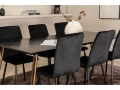 PippiCO Ensemble Table, Table Noir Et 6 Windu Lyx Chaises Velours Noir. -Mobilia Boutique ensemble table et chaise 22202175