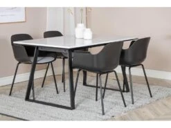 Estelle Ensemble Table, Table Marbre Blanc Et 4 Comfort Chaises Noir. -Mobilia Boutique ensemble table et chaise 22202333