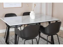 Estelle Ensemble Table, Table Marbre Blanc Et 4 Comfort Chaises Noir. -Mobilia Boutique ensemble table et chaise 22202337