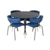 DippØ115BLBR Ensemble Table, Table Noir Et 4 Arrow Chaises Velours Bleu. -Mobilia Boutique ensemble table et chaise 22202363