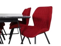 EstelleBLBL Ensemble Table, Table Noir, Marbre Et 6 Gemma Chaises Rouge. -Mobilia Boutique ensemble table et chaise 22202761