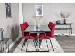 EstelleBLBL Ensemble Table, Table Noir, Marbre Et 6 Gemma Chaises Rouge. -Mobilia Boutique ensemble table et chaise 22202763