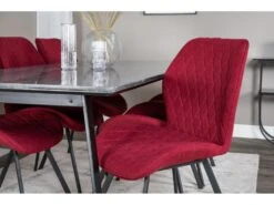 EstelleBLBL Ensemble Table, Table Noir, Marbre Et 6 Gemma Chaises Rouge. -Mobilia Boutique ensemble table et chaise 22202765