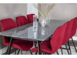 EstelleBLBL Ensemble Table, Table Noir, Marbre Et 6 Gemma Chaises Rouge. -Mobilia Boutique ensemble table et chaise 22202767