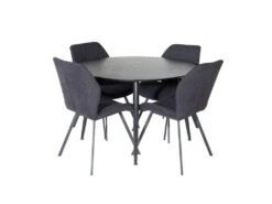 DippØ115BLBL Ensemble Table, Table Noir Et 4 Gemma Chaises Noir.