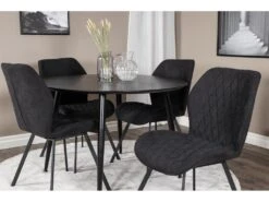 DippØ115BLBL Ensemble Table, Table Noir Et 4 Gemma Chaises Noir. -Mobilia Boutique ensemble table et chaise 22203205