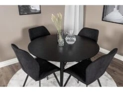 DippØ115BLBL Ensemble Table, Table Noir Et 4 Gemma Chaises Noir. -Mobilia Boutique ensemble table et chaise 22203207