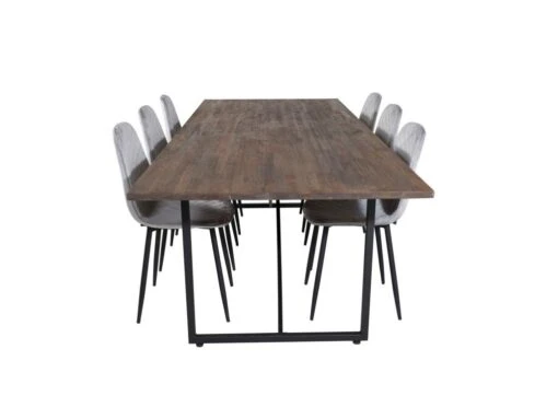 Padang Ensemble Table, Table Teck Et 6 Polar Diamond Chaises Velours Gris. 1 Padang Ensemble Table, Table Teck Et 6 Polar Diamond Chaises Velours Gris. -Mobilia Boutique ensemble table et chaise 22203533
