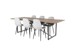 Padang Ensemble Table, Table Teck Et 6 Polar Diamond Chaises Velours Gris. -Mobilia Boutique ensemble table et chaise 22203535